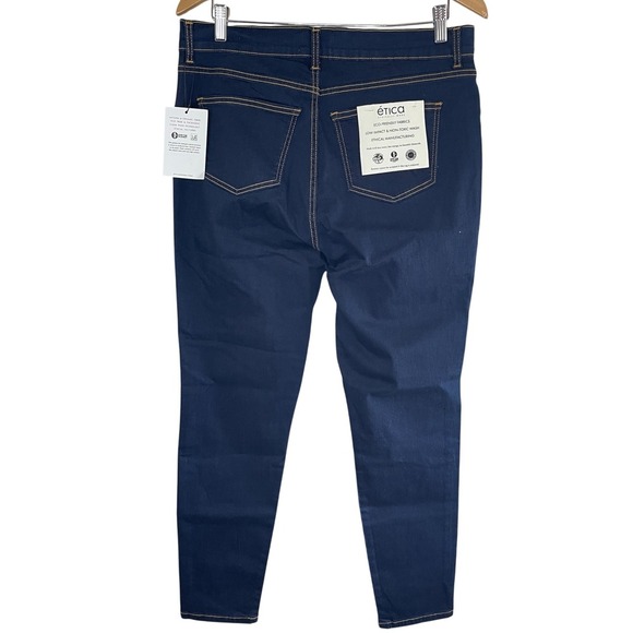 NWT ETICA Dark Blue Wash High Rise Skinny Jeans, 32/33 - Picture 3 of 7
